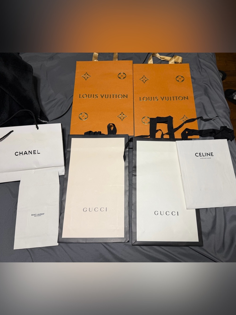 EMPTY Designer Gift Bags. LV, Gucci, Chanel, Saint Laurent